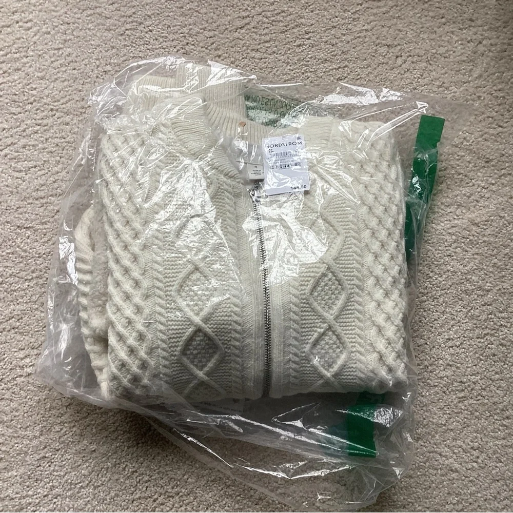 Caslon Cable Zip Up Cardigan XS